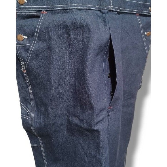 Big Mac 42x34 Dark Wash Bib Overalls Mens Carpenter Utility Blue Jeans Vtg NOS - Picture 11 of 16